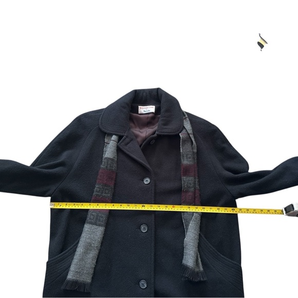 Herman Kay Vintage Wool Button Down Coat with Scarf Women's Size 16P - Picture 3 of 6